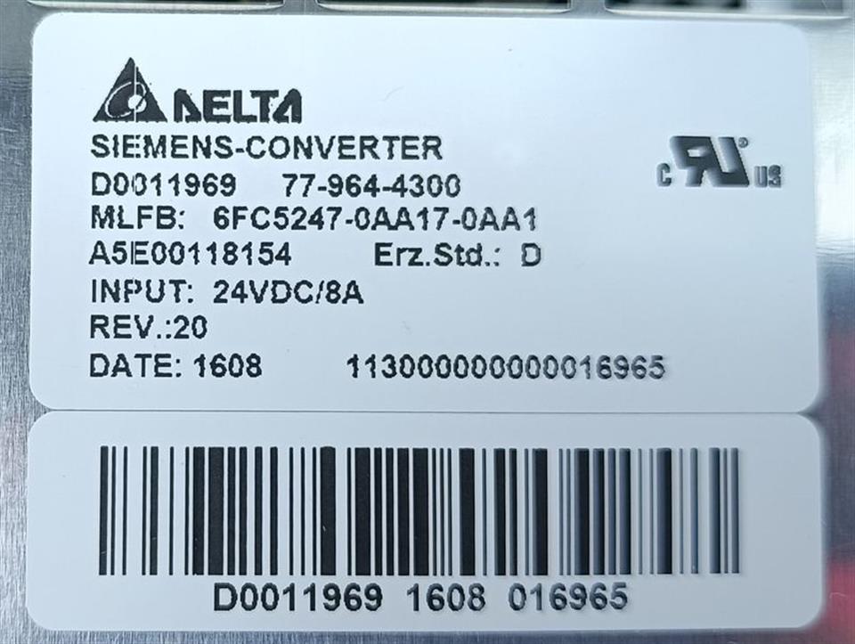 Siemens Converter 6FC5247-0AA17-0AA1 77-964-4300 24VDC/8A TESTED& NEUWERTIG& OVP