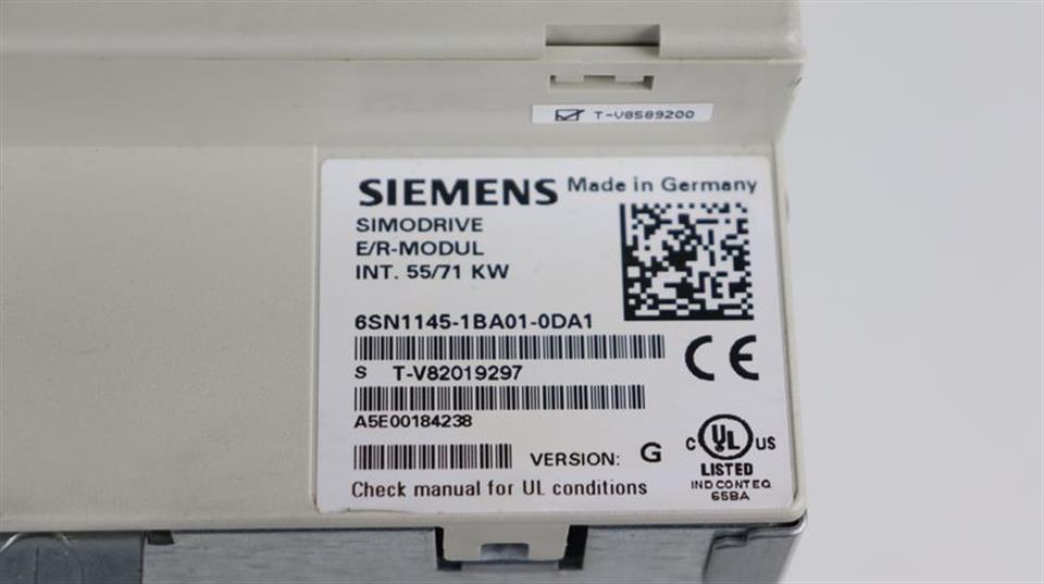 Siemens E/R Modul 55/71kw 6SN1145-1BA01-0DA1 VERSION G TESTED NEUWERTIG