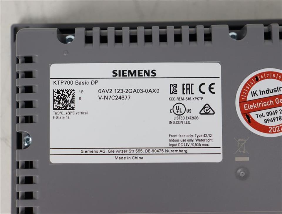 Siemens KTP700 Basic DP 6AV2 123-2GA03-0AX0 6AV2123-2GA03-0AX0 UNUSED OVP TESTED