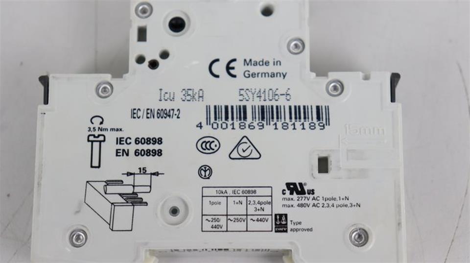 Siemens Leistungsschalter 5SY41-MCB B6 TOP ZUSTAND