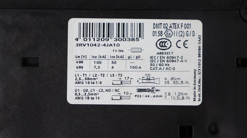 Siemens Leistungsschalter Sirius 3RV1042-4JA10