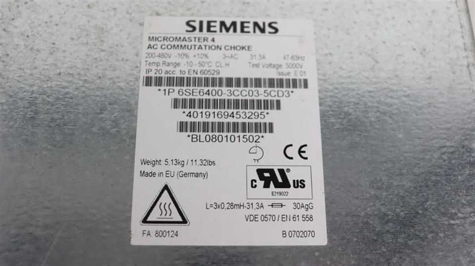Siemens Micromaster 4 AC COMMUTATION CHOKE 6SE6400-3CC03-5CD3 TOP ZUSTAND