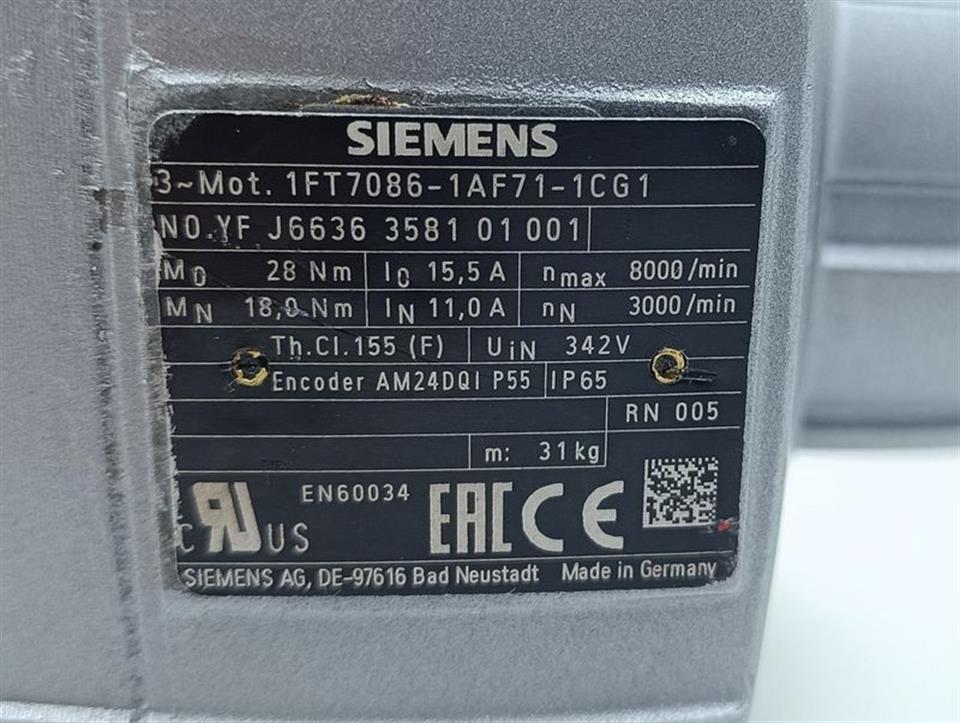 Siemens Motor 1FT7086-1AF71-1CG1 Servomotor TESTED & TOP ZUSTAND