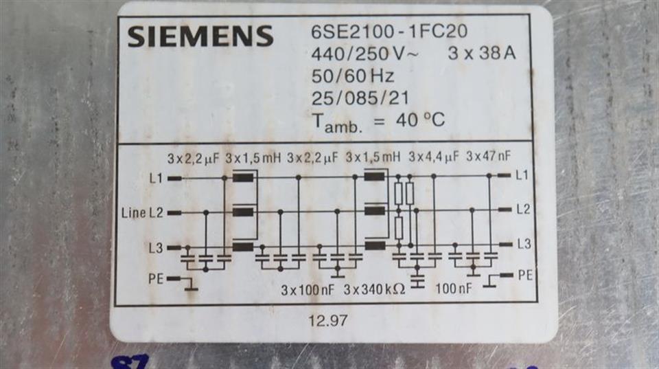 Siemens Netzfilter 6SE2100-1FC20 UNUSED & OVP