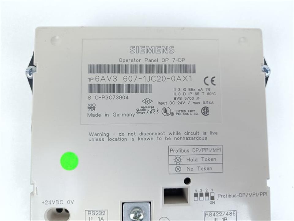 Siemens Panel OP7-DP 6AV3 607-1JC20-0AX1 6AV3607-1JC20-0AX1 E-St.5 TESTED & NEUWERTIG