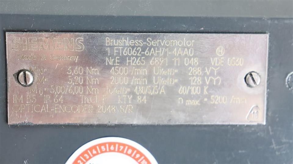 Siemens Servermotor 1FT6062-6AH71-4AA0 TESTED & REFURBISHED ÜBERHOLT