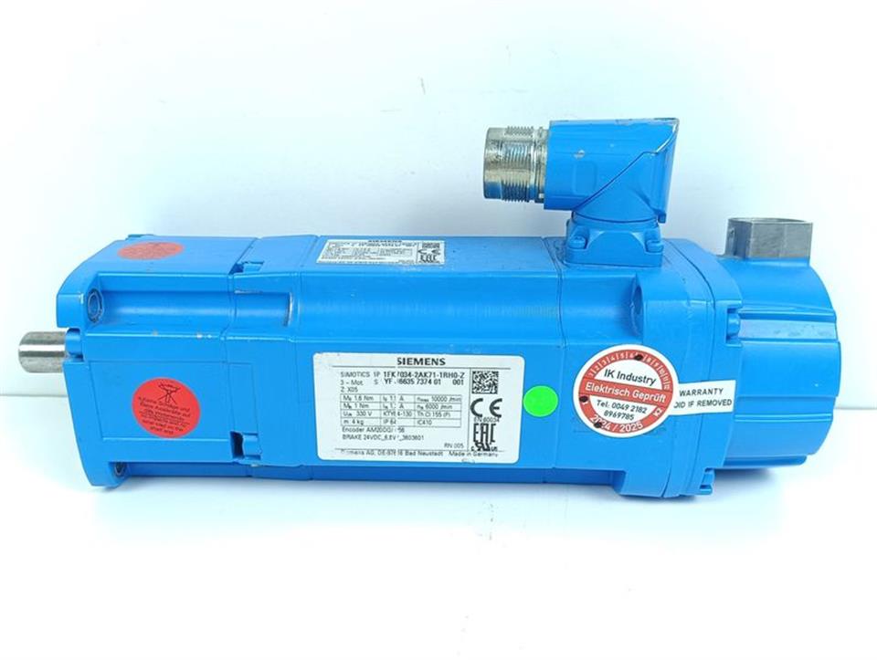 Siemens Servo Motor 1FK7034-2AK71-1RH0 Z:X05 Blue Color TESTED & NEUWERTIG