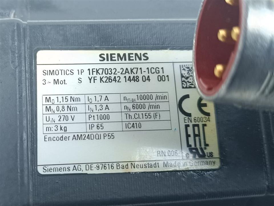 Siemens Servomotor 1FK7032-2AK71-1CG1 TESTED TOP ZUSTAND