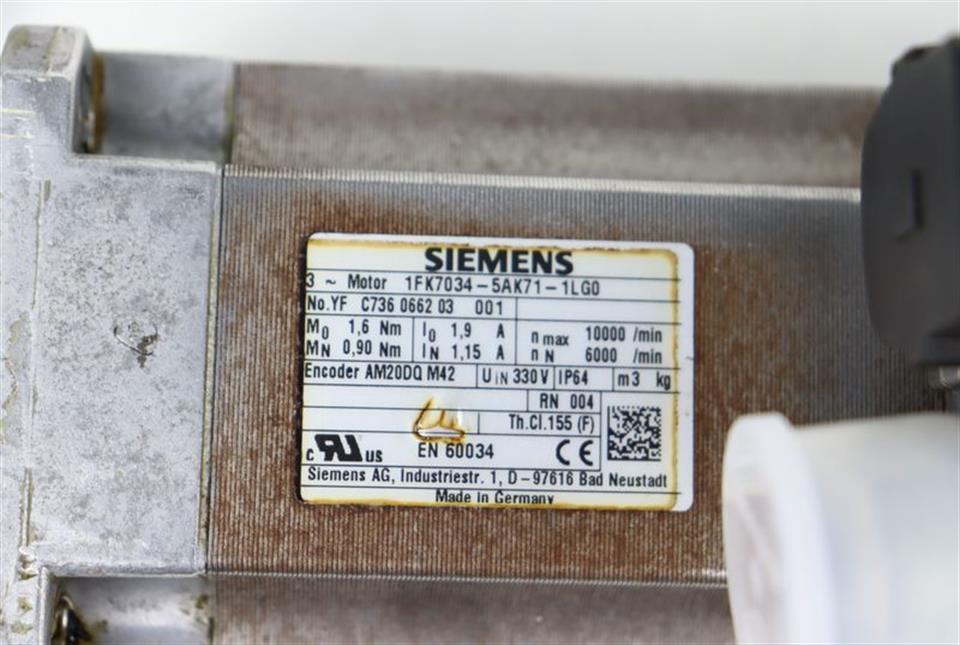 Siemens Servomotor 1FK7034-5AK71-1LG0 TESTED GENERALÜBERHOLT