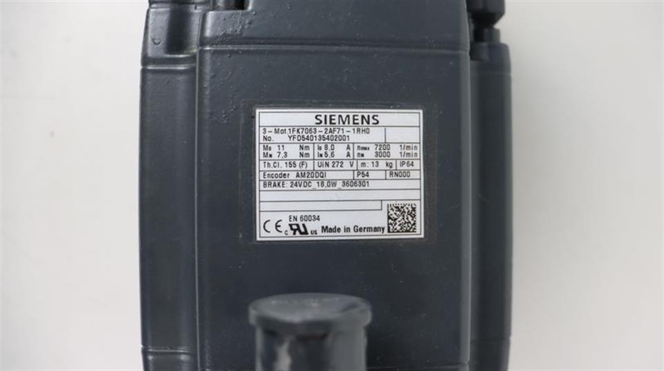 Siemens Servomotor 1FK7063-2AF71-1RH0 Nmax 7200/min TESTED &TOP ZUSTAND