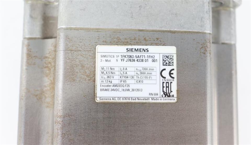 Siemens Servomotor 1FK7063-5AF71-1FH2 SIMOTICS 7200/min TESTED NEUWERTIG