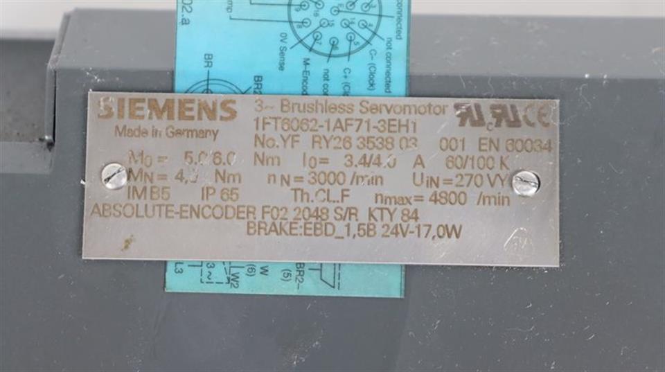 Siemens Servomotor 1FT6062-1AF71-3EH1 TESTED & TOP ZUSTAND