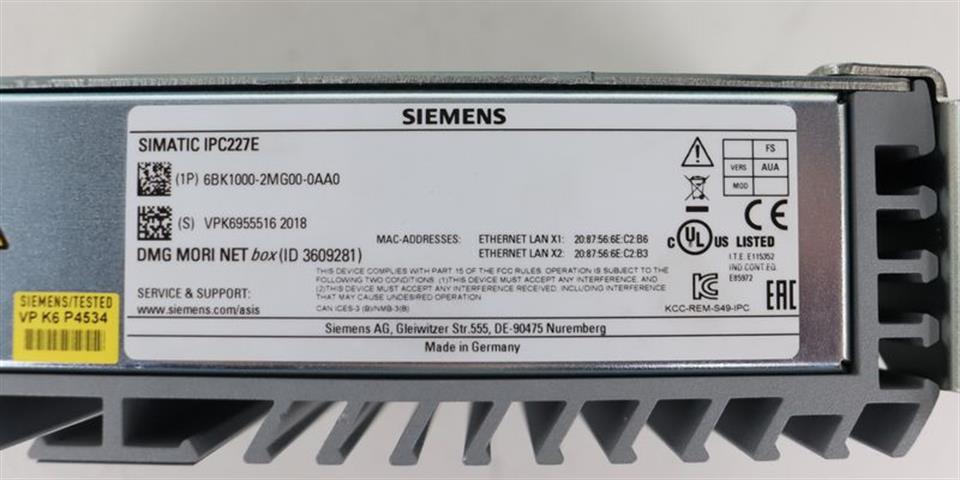 Siemens Simatic IPC227E 6BK1000-2MG00-0AA0 DMG MORI Celos NETbox NEUWERTIG
