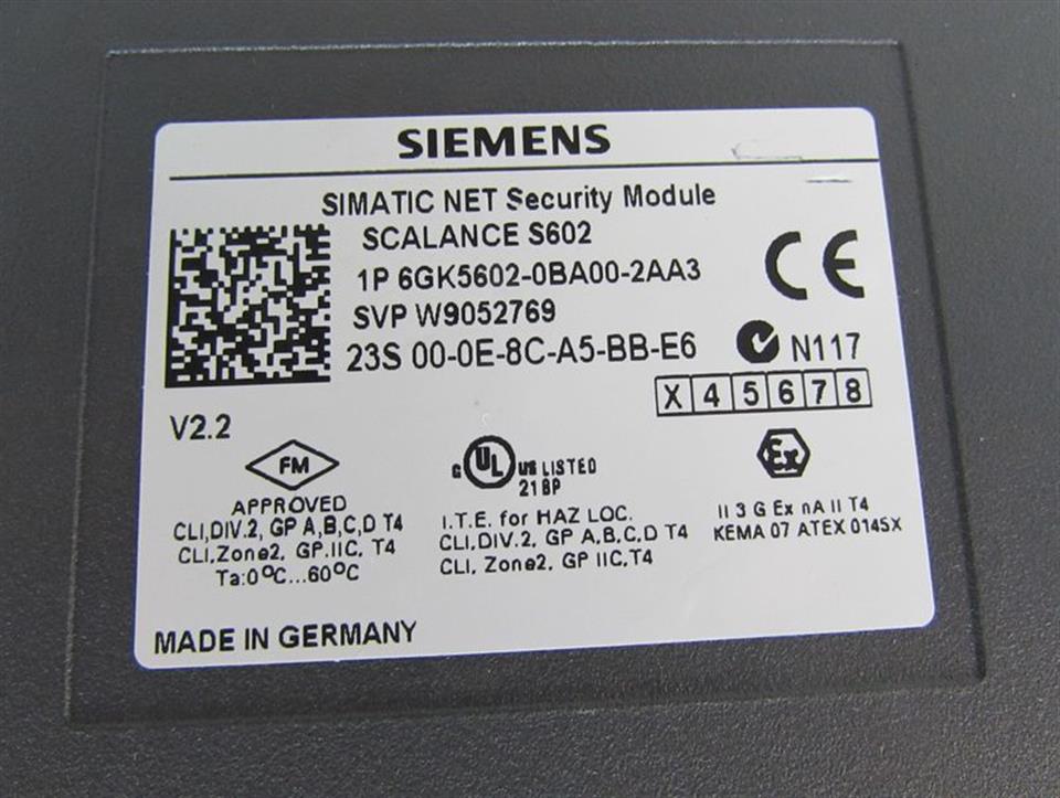 Siemens Simatic Net Security 6GK5602-0BA00-2AA3 6GK5 602-0BA00-2AA3 refurbished