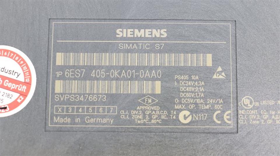 Siemens Simatic S7 6ES7 405-0KA01-0AA0 6ES7405-0KA01-0AA0 E.St 2 TESTED