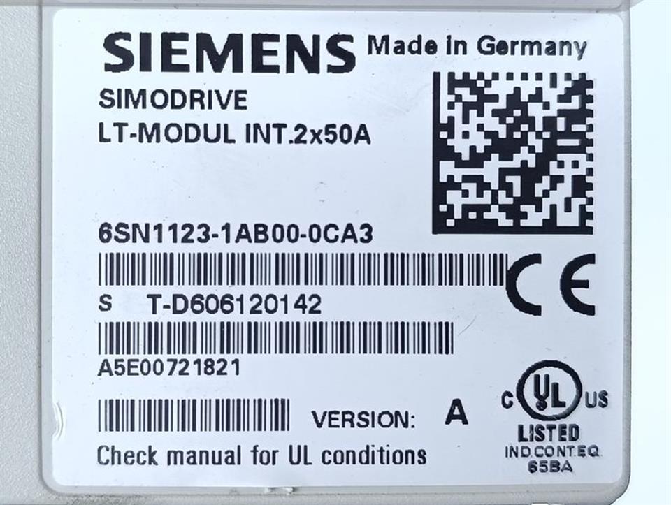 Siemens Simodrive 6SN1123-1AB00-0CA3 Int. 2x50A Ver: A GENERALÜBERHOLT