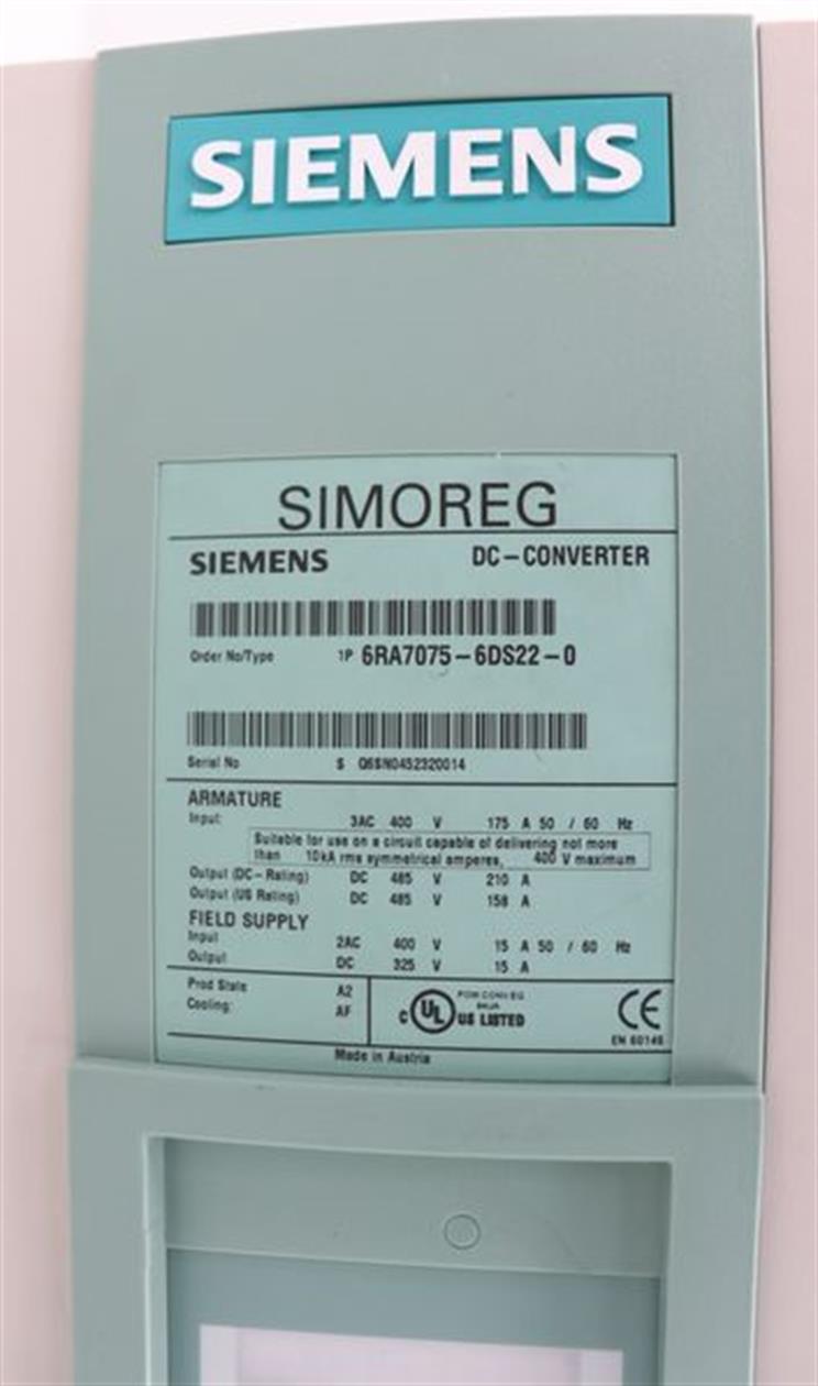 Siemens SIMOREG 6RA7075-6DS22-0 DC-Converter + CUD1 Card TESTED & TOP ZUSTAND