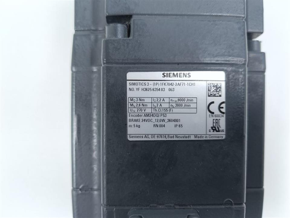 Siemens Simotics Servomotor 1FK7042-2AF71-1CH1 Motor TESTED & TOP ZUSTAND