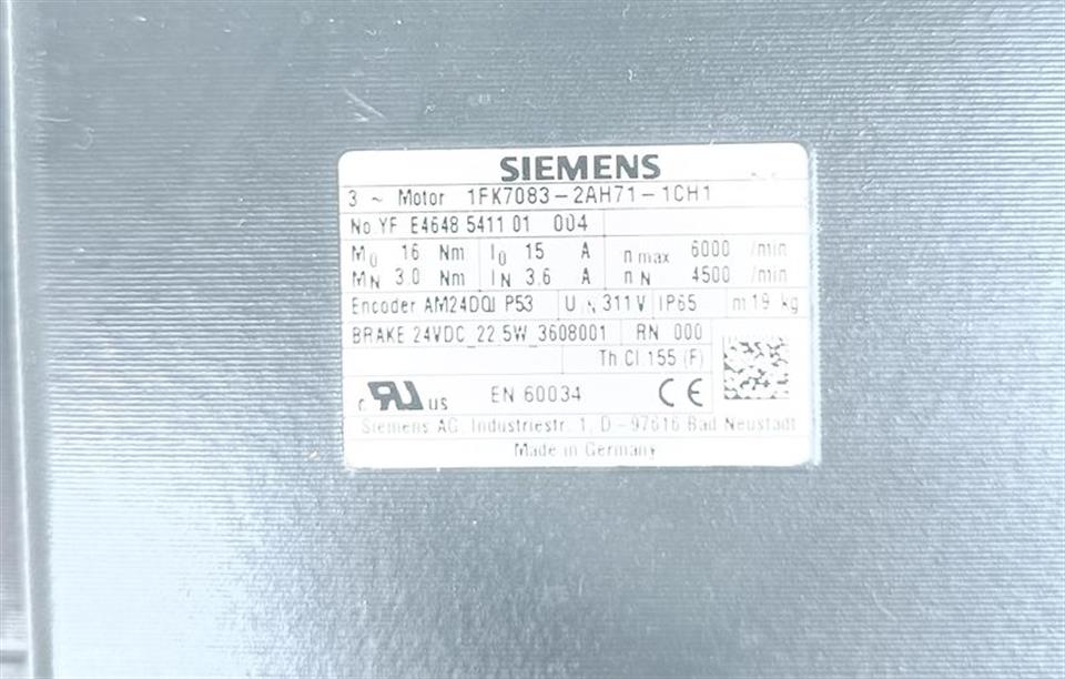 SIEMENS Simotics Servomotor 1FK7083-2AH71-1CH1 TESTED & NEUWERTIG