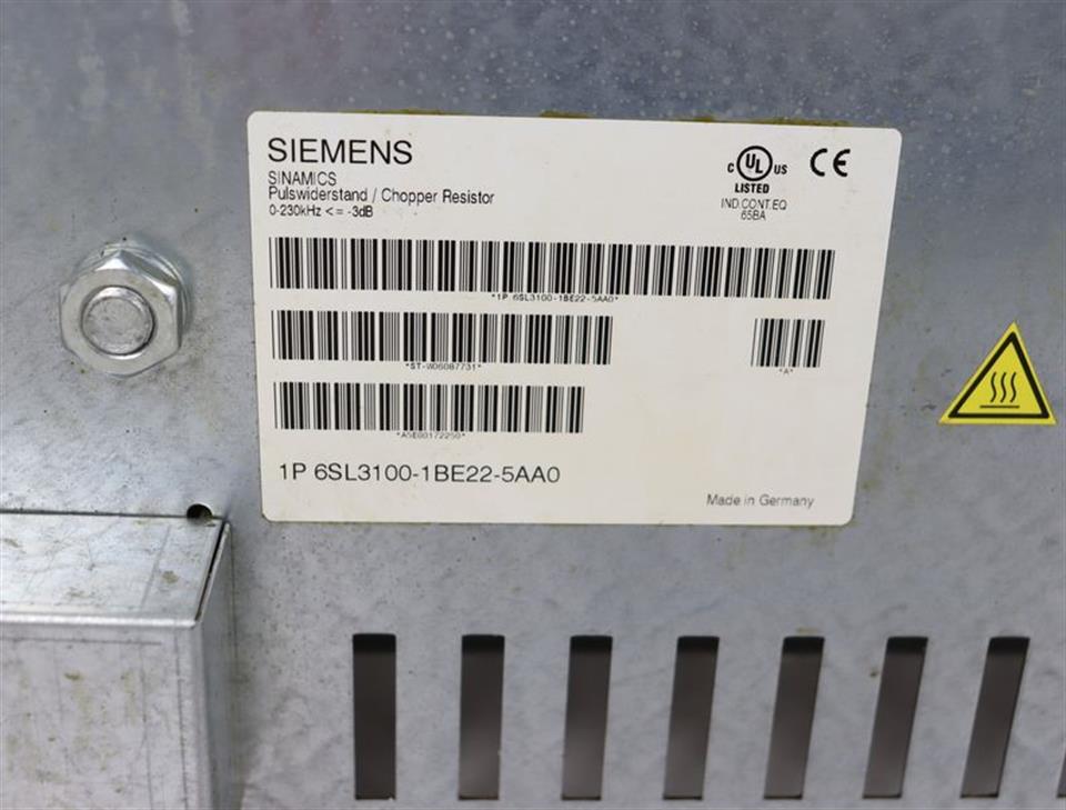 Siemens SINAMICS 6SL3100-1BE22-5AA0 Pulswiderstand Chopper Resistor TOP ZUSTAND