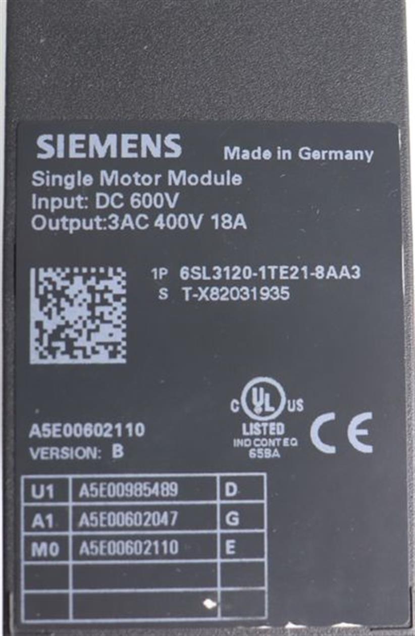 Siemens Sinamics 6SL3120-1TE21-8AA3 Version B TESTED & TOP ZUSTAND