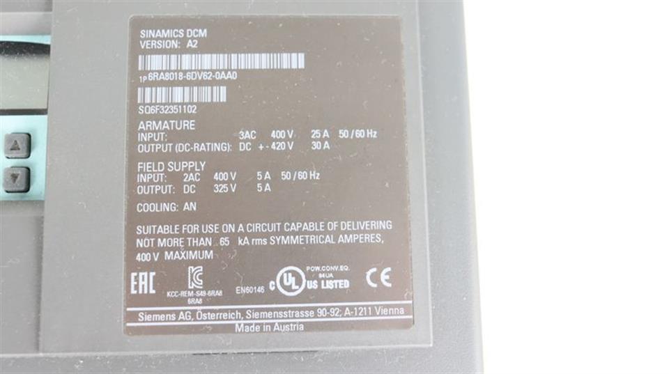 Siemens Sinamics DCM 6RA8018-6DV62-0AA0 VERSION: A2 TESTED & NEUWERTIG