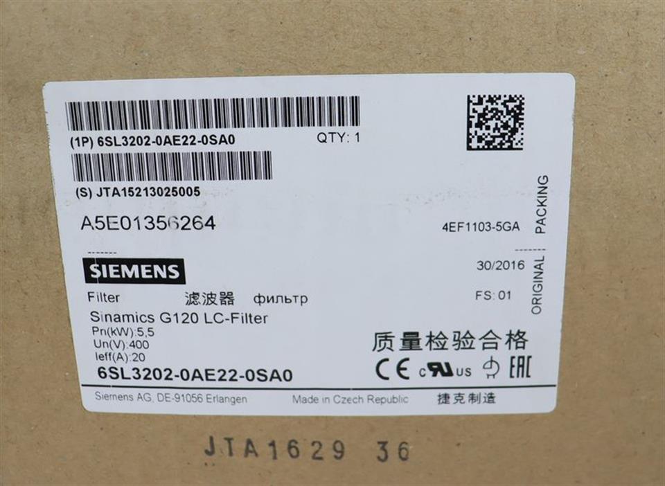 Siemens Sinamics G120 LC-Filter  6SL3202-0AE22-0SA0 FS:01 Sinusfilter UNUSED OVP