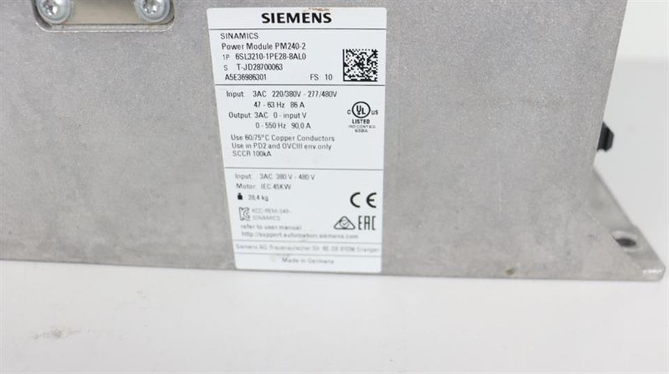 Siemens Sinamics Power Module 240-2 6SL3210-1PE28-8AL0 TESTED & TOP ZUSTAND