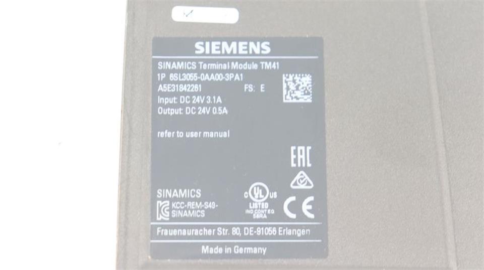 Siemens Sinamics Terminal Module 6SL3055-0AA00-3PA1 Ver.E TESTED & TOP ZUSTAND