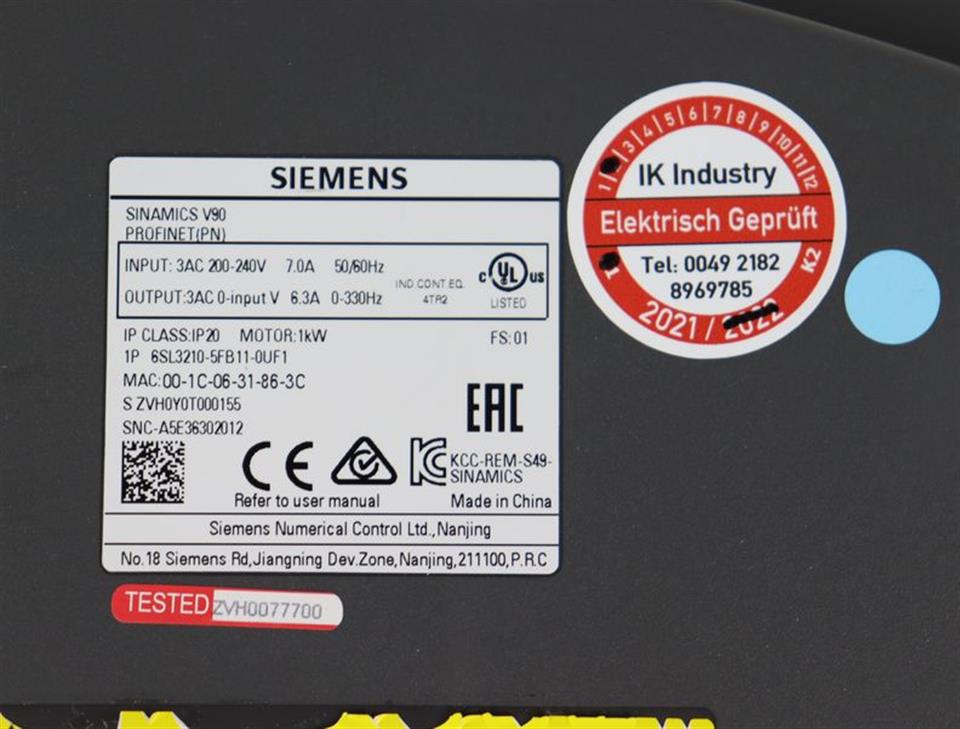 Siemens Sinamics V90 6SL3210-5FB11-0UF1 FS:01 UNUSED & OVP