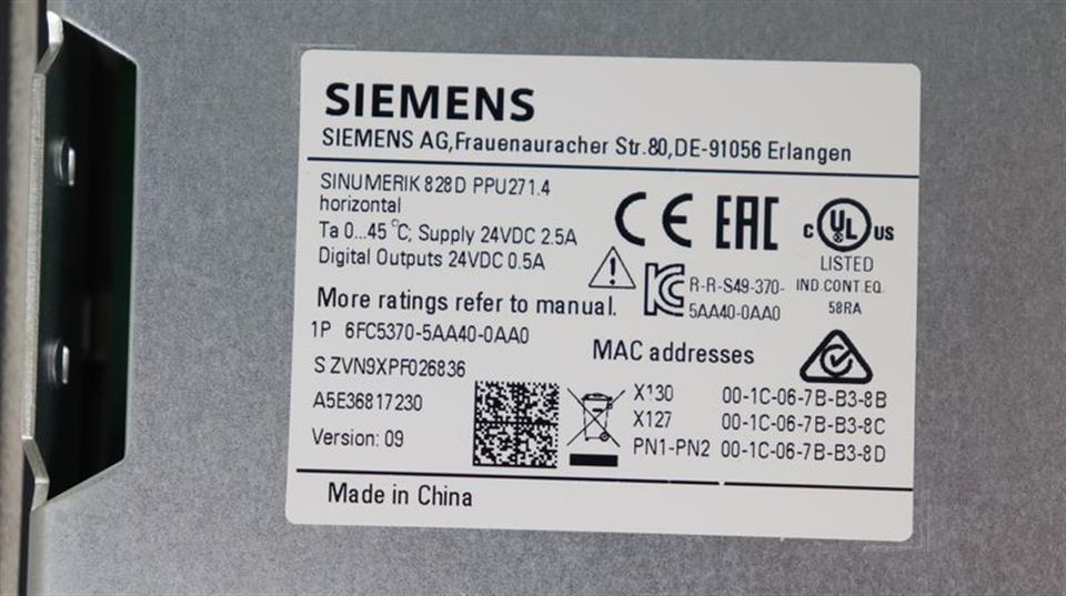Siemens Sinumerik 828D PPU271.4 6FC5370-5AA40-0AA0 FS: 09 UNUSED & OVP