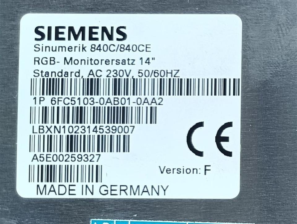 Siemens Sinumerik 840C/840CE 6FC5103-0AB01-0AA2 Version F TESTED