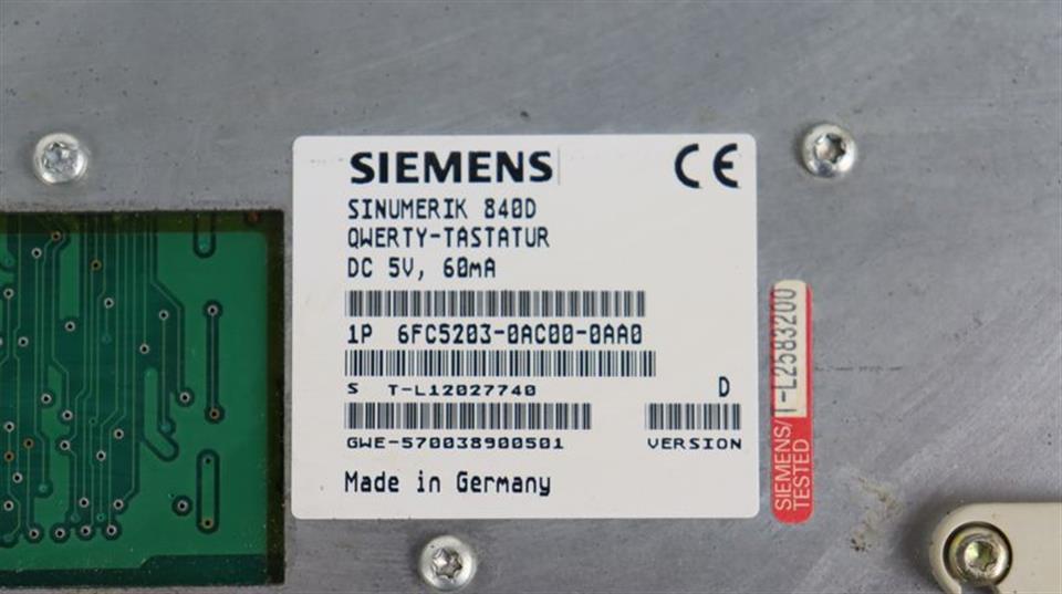 Siemens Sinumerik 840D 6FC5203-0AC00-0AA0 Qwerty -Tastatur