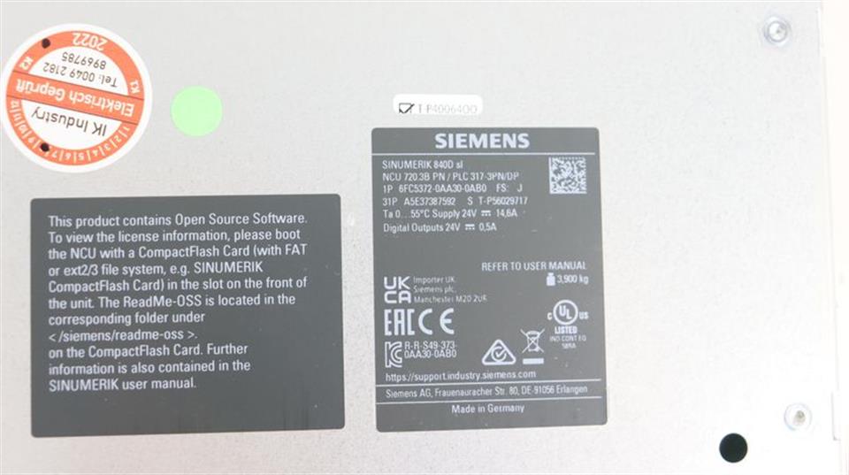 Siemens Sinumerik 840D SL 6FC5372-0AA30-0AB0 NCU 720.3B PN FS:J TESTED UNUSED
