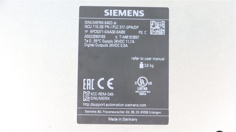 Siemens Sinumerik 840D SL NCU 710.3B 6FC5371-0AA30-0AB0 FS:C TESTED & NEUWERTIG