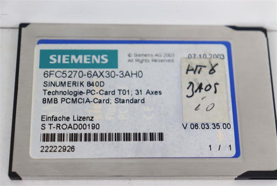 Siemens Sinumerik 840D Technologie-PC-Card 6FC5270-6AX30-3AH0 NEUWERTIG