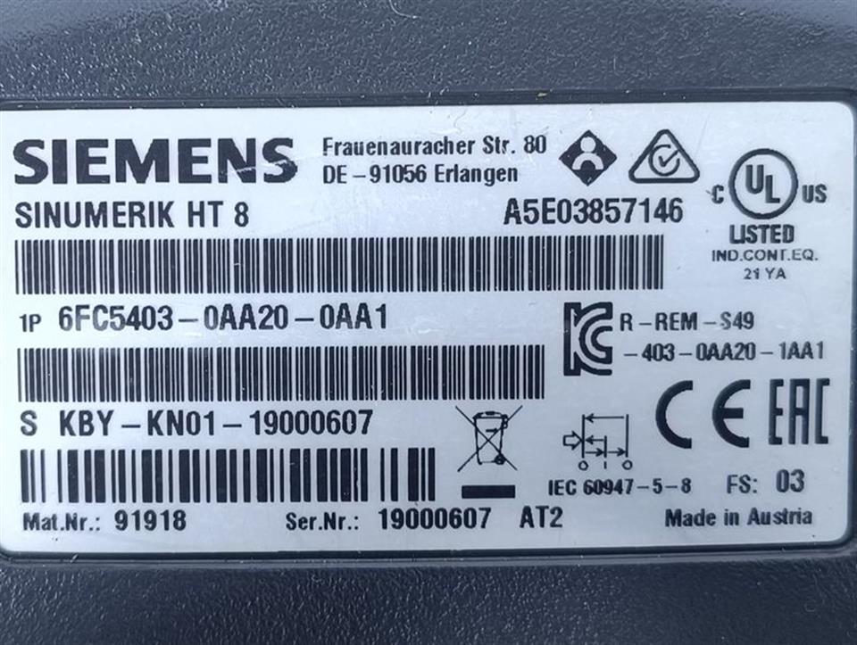Siemens Sinumerik HT 8 6FC5403-0AA20-0AA1 FS:03 TESTED & TOP ZUSTAND