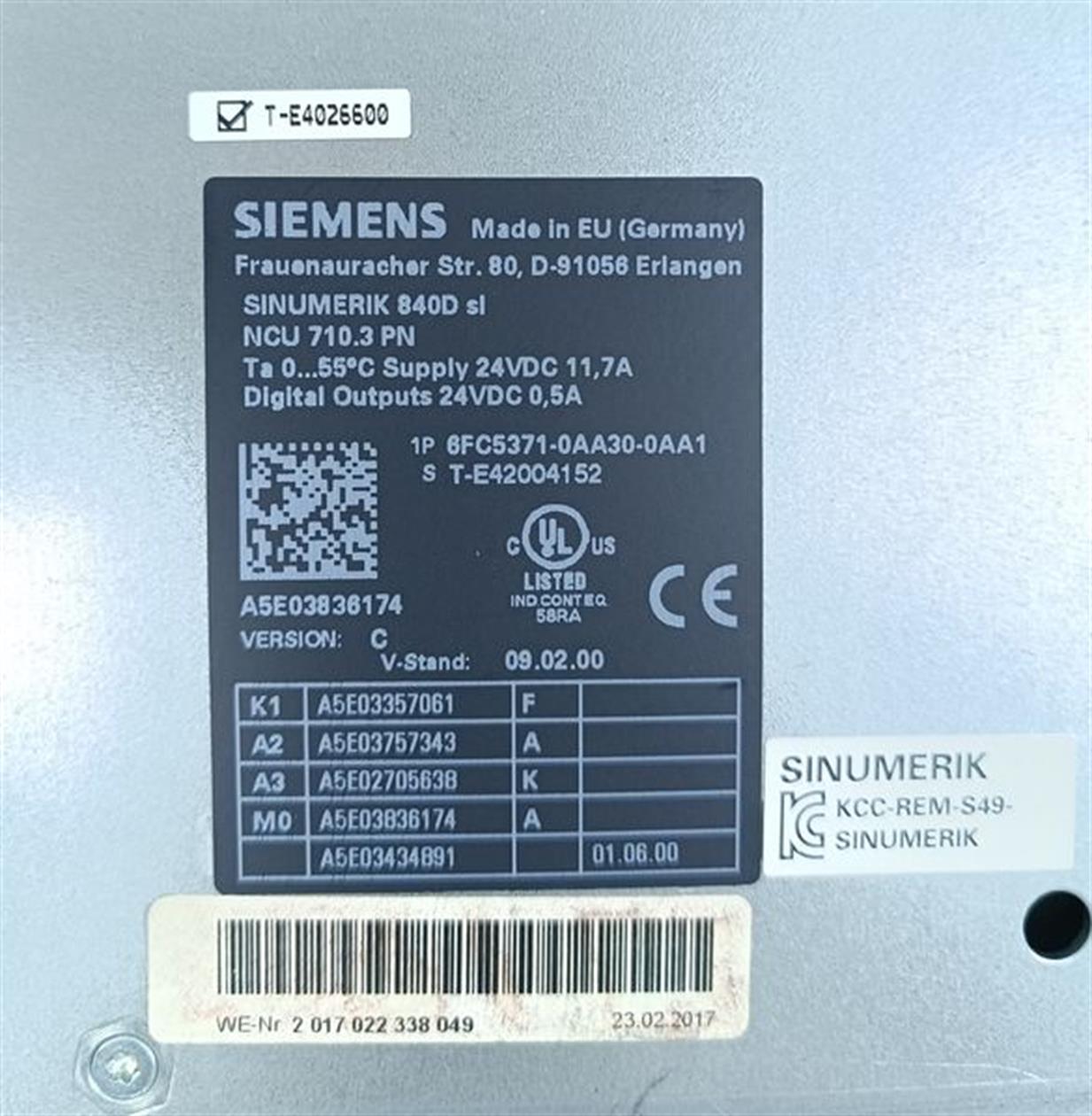 Siemens Sinumerik NCU 710.3 PN 6FC5371-0AA30-0AA1 FS: C TESTED & TOP ZUSTAND