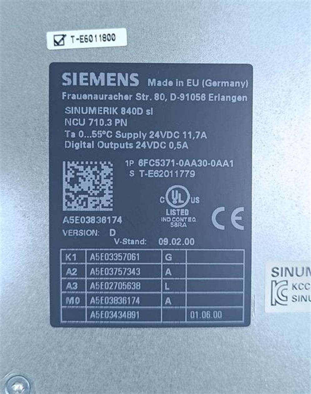 Siemens Sinumerik NCU 710.3 PN 6FC5371-0AA30-0AA1 FS: D TESTED & TOP ZUSTAND