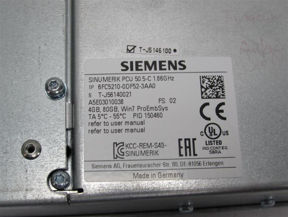 Siemens Sinumerik PCU 50.5-C 1.86GHz 6FC5210-0DF52-3AA0 Ver.02 NEUWERTIG