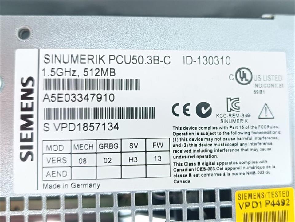 Siemens Sinumerik PCU50.3B-C 6FC5210-0DF31-2AB0 VER. A TESTED & TOP ZUSTAND