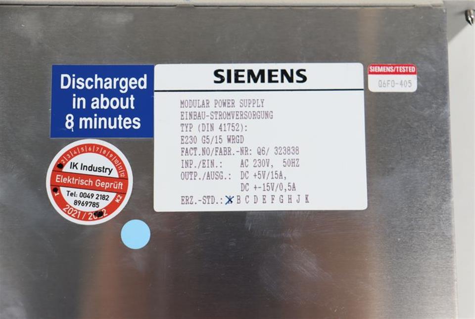 SIEMENS SINUMERIK STROMVERSORGUNG 6EW1861-3AD E-STAND:A OVP UNBENUTZT