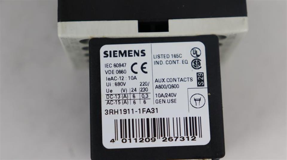 Siemens Sirius 3RH1131-1BB40 Hilfsschütz + 3RH1911-1FA31 Hilfsschalterblock