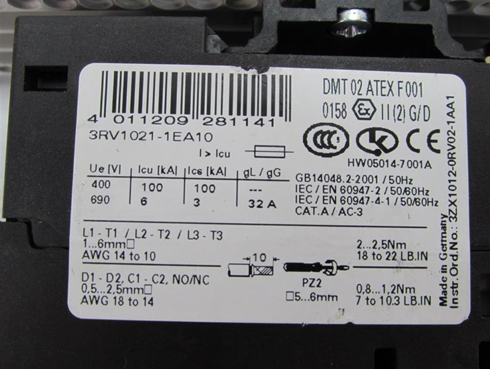 Siemens SIRIUS 3RV1021-1EA10 + 8US1251-5DM07 mit 8ZX1012-0US10-1BA1 TOP ZUSTAND