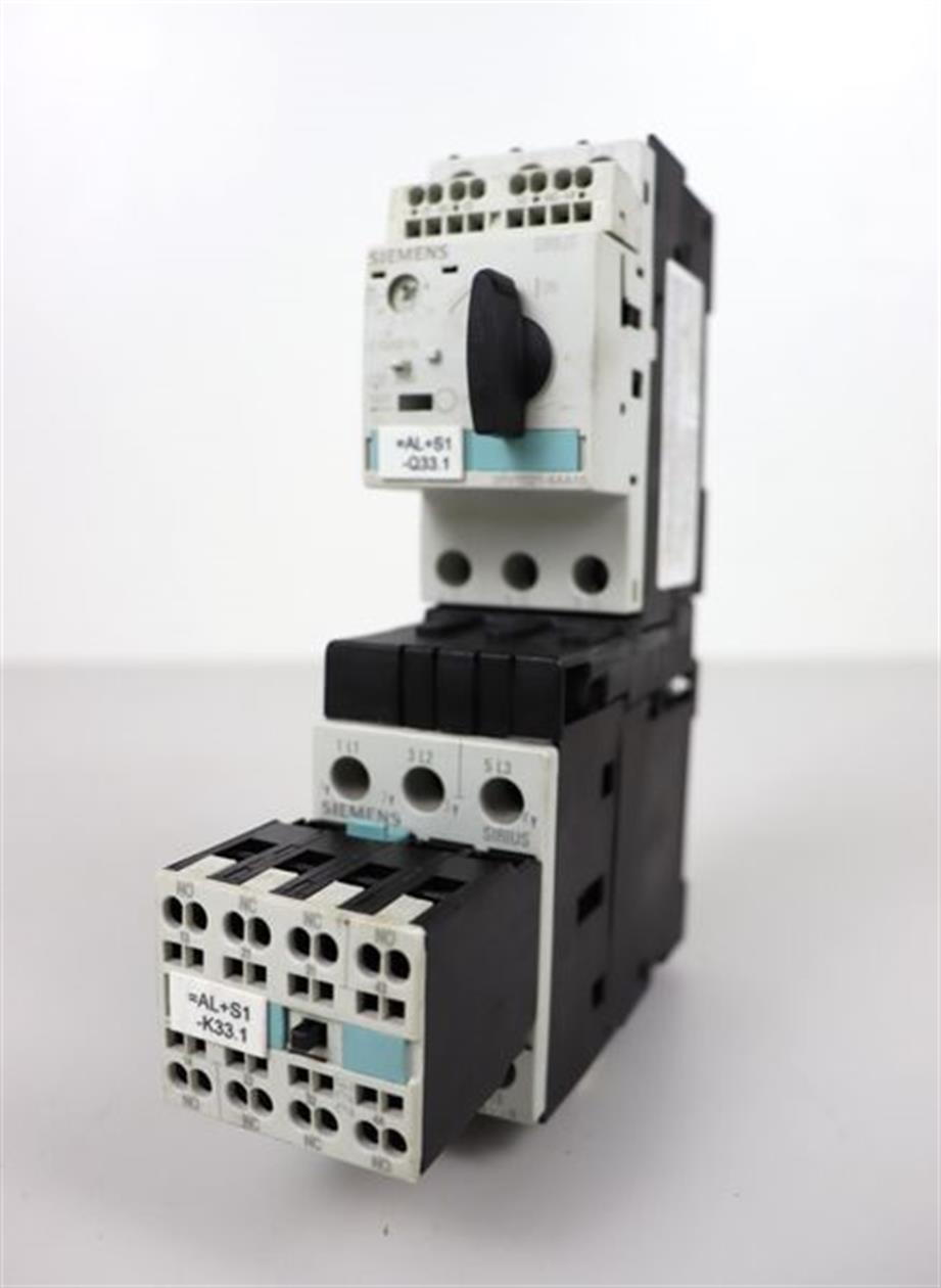 Siemens SIRIUS 3RV1021-4AA10 + 3RH1921-2HA22 35 A 600 V AC TOP ZUSTAND