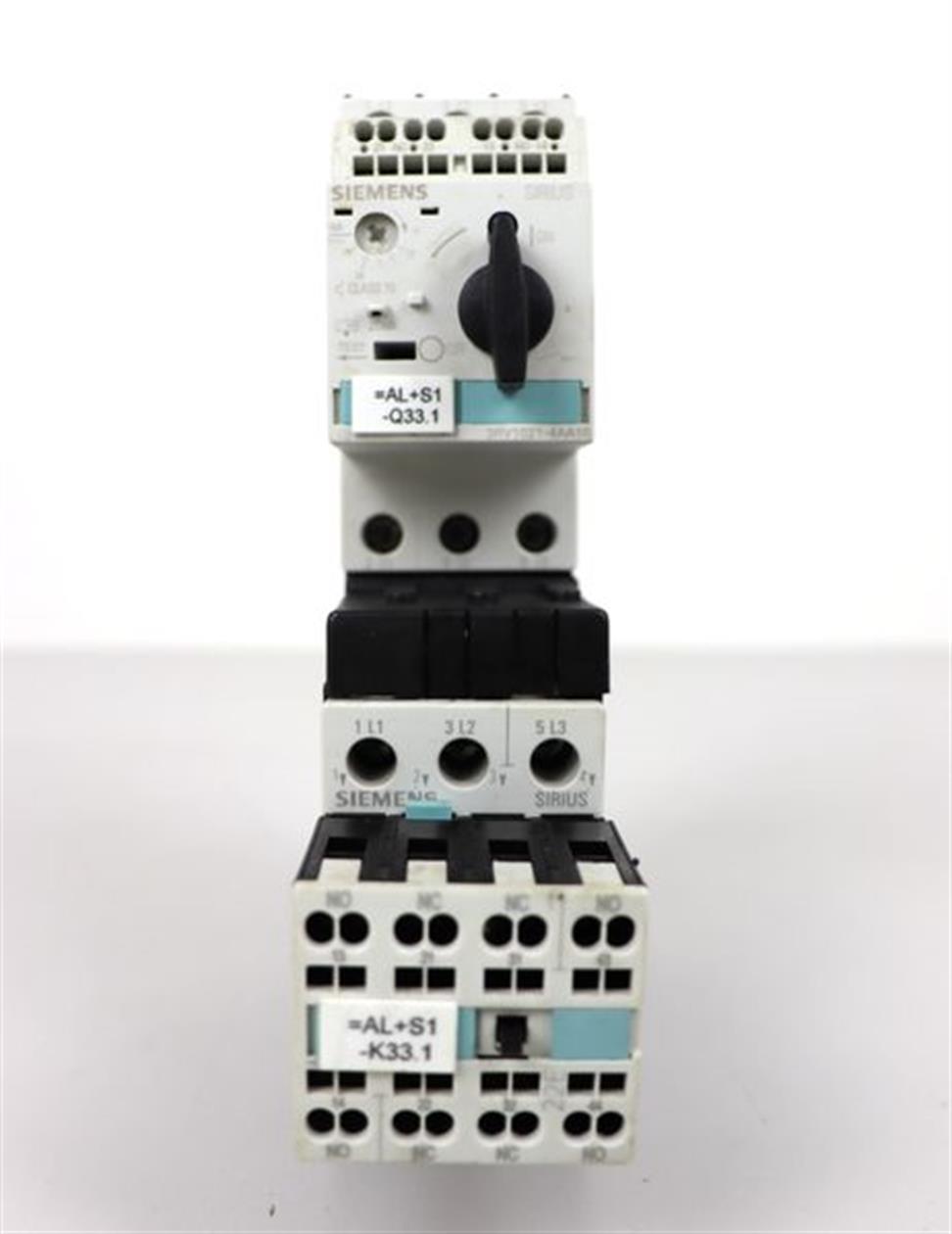 Siemens SIRIUS 3RV1021-4AA10 + 3RH1921-2HA22 35 A 600 V AC TOP ZUSTAND