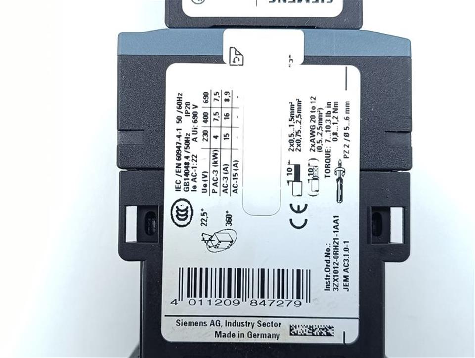 Siemens Sirius Leistungsschütz 3RT2018-1BB41-3MAA0 +A8E56200509430 TOP ZUSTAND