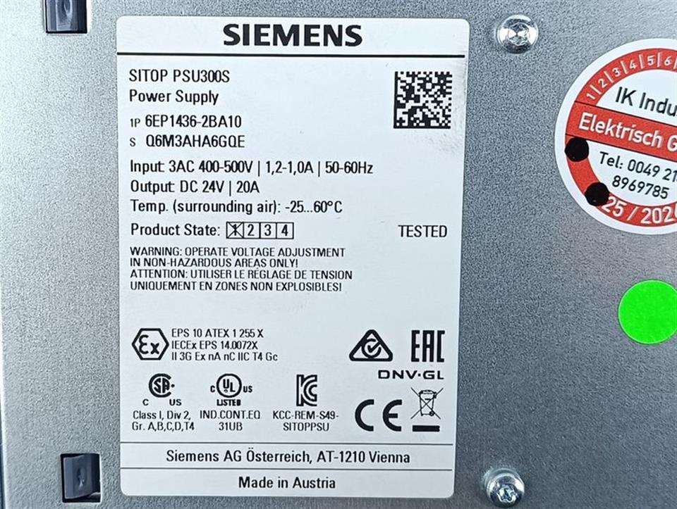 Siemens SITOP PSU300S 6EP1436-2BA10 6EP 1436-2BA10 E-St: 01 TESTED & NEUWERTIG