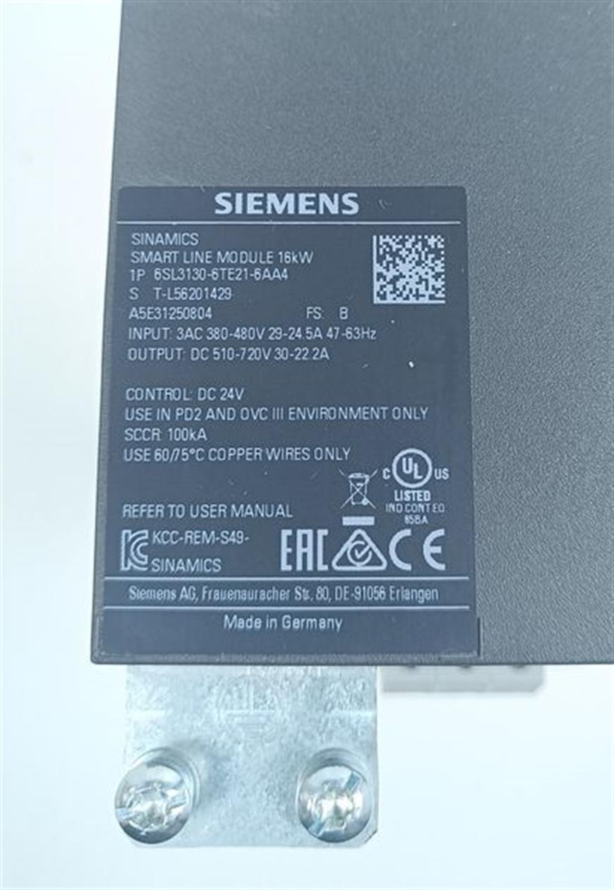 Siemens Smart Line Module 16kW 6SL3130-6TE21-6AA4 FS: B TESTED & TOP ZUSTAND