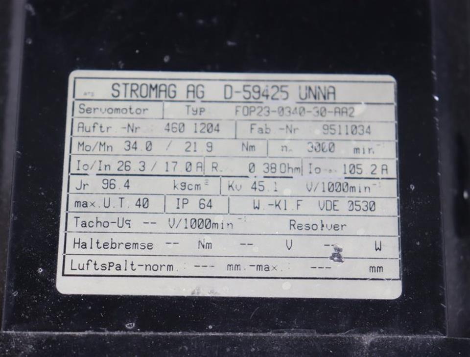 Stromag Servomotor F0P23-0340-30-AA2 3000 min
